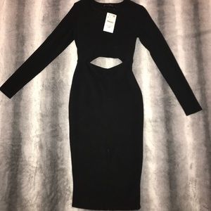 NWT Zara Long Sleeve Midi Length Cut-Out Dress